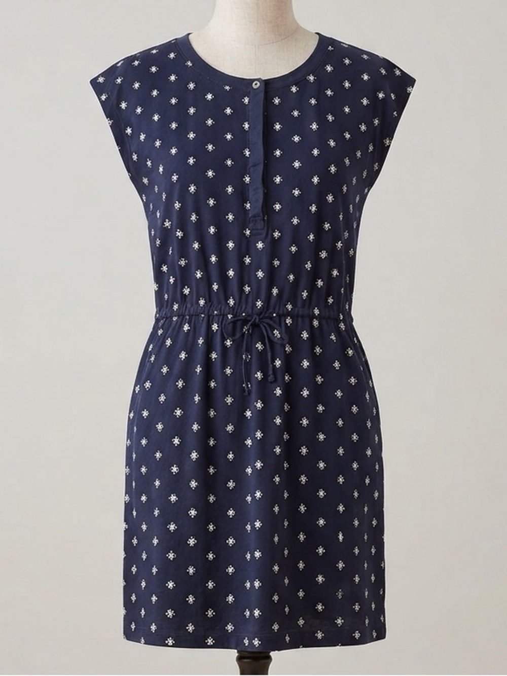 Tommy Hilfiger Navy Patterned Drawstring Waist Dress